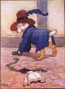 Ze ging naar de kousenwinkel om hem wat kousen te kopen, toen ze terugkwam, was hij gekleed in zijn kleren, jaren 1930 door Frank Adams